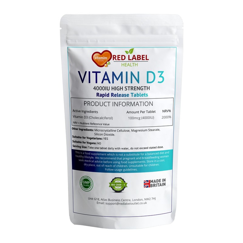 Vitamin D3 4000 IU 100 Tablets, Maximum Strength Vitamin D3