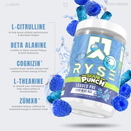 Ryse Up Supplements Loaded Pre Entreno 30 Serv Sabor Sour Blue Raz