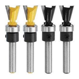sourcing map 4pcs Dovetail Router Bits 1/4" Shank 1/2+5/8" Dia Carbide Tipped Dovetail Joint Router Bit with Bearing Guide for Woodworking Cutter Cabinet Making, Black/Yellow