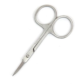 Ladies Curved Edge Eyebrow Hair Scissor Silver Tone Makeup Tool