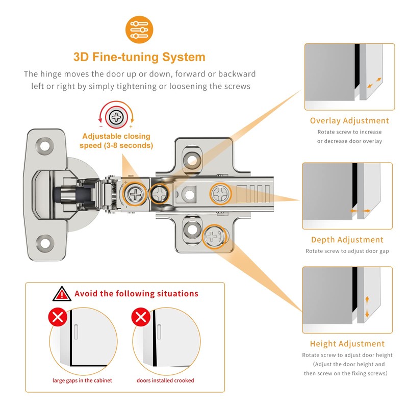 Chibery 20 Pack Frameless Inset Soft Close Concealed European Hinges,