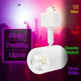 geenaes RGB Track Lighting Heads,H Type Color Changing Track Lights with Remote Control,RGBW Track Light Heads No Dimmer Required,16 Color + Warm White,CRI 90+,7W White,6Pack