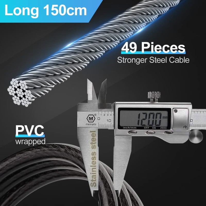 Fingerprint Bike Cable Lock, eLinkSmart 59'' Waterproof Heavy Duty Electric