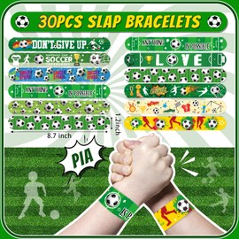 Viicoor Slap Bracelets for Kids 30PCS Footballs Slap Bands Party Gadget Fillers Favors Multicolour (Football-30P)