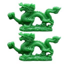 hobbyme 2Pcs Feng Shui Dragon Statue,Easy to Use,Multi-Purpose Chinese Auspicious Lucky Sculpture,Durable Desktop Decoration Chinese Dragon Sculpture for Home Decor Gifts(Green)