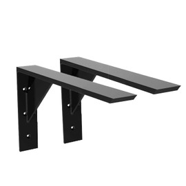 Heavy Duty Shelf Brackets 2 Pack 16" x 10" x 2.5" Black Steel 3/8" Thick Countertop Support Mantel L Bracket for Wood Granite Quartz Countertop