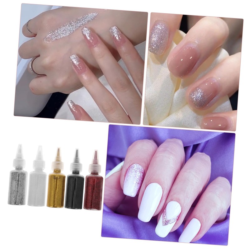 IWOWHERO Nail Art Decorations 5pcs Glitter Nails Sequins for Makeup