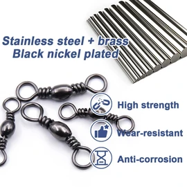 9KM DWLIFE 250Pcs Fishing swivels and clips Rolling Snap Swivel sea fishing tackle quick change swivels fishing Swivel Clips Connector for Fishing Hook to Line Connectorsfor Saltwater Freshwater