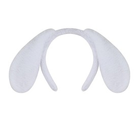 Diadema Con Orejas De Perro, Adorable Diadema De Peluche Con Orejas De Perro, Accesorio Para El Cabello Para Fiestas De Halloween Y Navidad (Blanco, Talla Única)