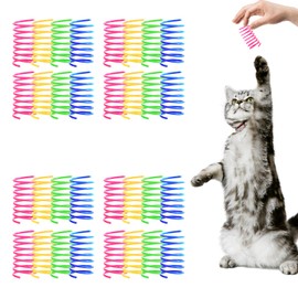 Shudyear Pack of 32 cat Coil Springs for Indoor Cats, Colourful and Durable Plastic Spring coils to Attract Cats, Chewing, Hunting, Interactive Toys for Cats and Kittens (32pc)
