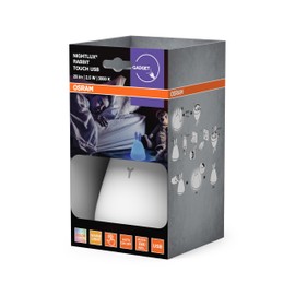 OSRAM NIGHTLUX TOUCH Luce notturna a forma di coniglio con funzione dimmer a sfioramento, in plastica bianca, protezione IP20, per camera dei bambini
