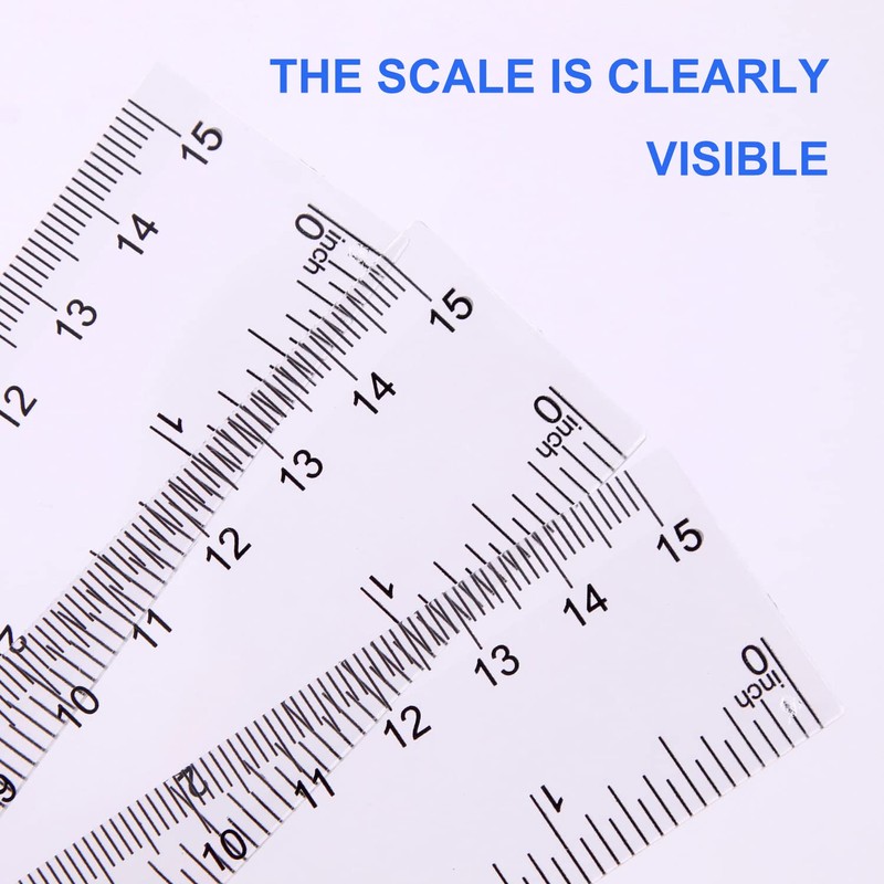 7 Pieces Plastic Ruler, Transparent Precision Ruler, Double Sided Ruler