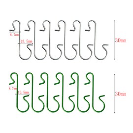 WYAN Pack of 150 Christmas Decoration Hooks, Mini Stainless Steel Hooks for Hanging Xmas Tree Decoration, Xmas Party Decoration (50 Pieces Silver + 100 Pieces Green)