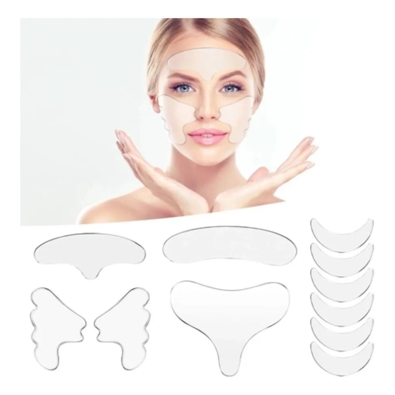 11 Piezas De Silicona Facial Antiarrugas Parche Se Puede Reu