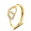 XRWilma elegant gold & silver copper zirconia double heart ring