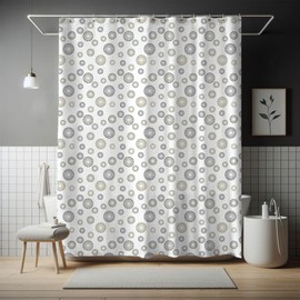 TRIMENGO PEVA Shower Curtain Liner with Design, 5G, Printed Shower Curtain, Plastic Shower Curtain 12 Rustproof Metal Grommets, Waterproof, Standard Size 70x72 Shower Curtain for Bathroom