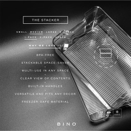 BINO | Stackable Plastic Storage Bins, Medium - 12 Pack | THE STACKER COLLECTION | Multi-Use Organizer Bins | BPA-Free | Pantry Organization | Home Organization | Fridge Organizer | Freezer Organizer