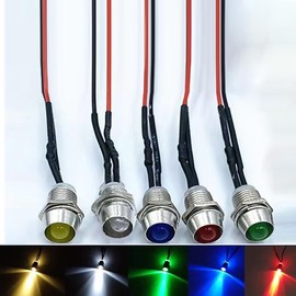 Vrabocry 10pcs 5mm LED Diode Light Diffused Frosted Round Lens with 8mm Panel Mount 12V Universal Flush Dash Board Indicator Panel Socket Lights for Cars Boats lamp Bulb (White 10pcs)