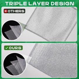 12pcs Non Scratch Wire Dishcloth Multipurpose Reuseable 3Layer Steel Wool Cleaning Cloths Wire Dishwashing Rags Miracle Metal Dish Cloth for Kitchen Furniture Office Stoves Cookers Sinks Dishes garage