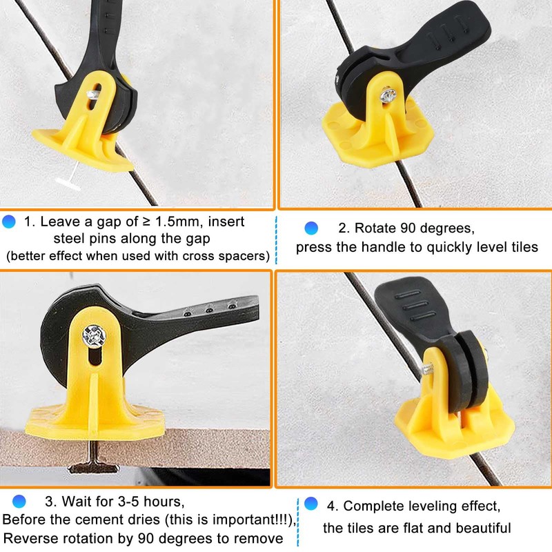 FACITE Tile Leveling System Kit Tile Spacers 100pcs Reusable Leveler+Extra
