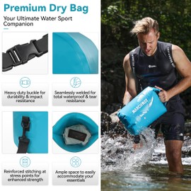 MARCHWAY Floating Waterproof Dry Bag Backpack 5L/10L/20L/30L/40L, Roll Top Sack Keeps Gear Dry for Kayaking, Rafting, Boating, Swimming, Camping, Hiking, Beach, Fishing (Teal, 40L)
