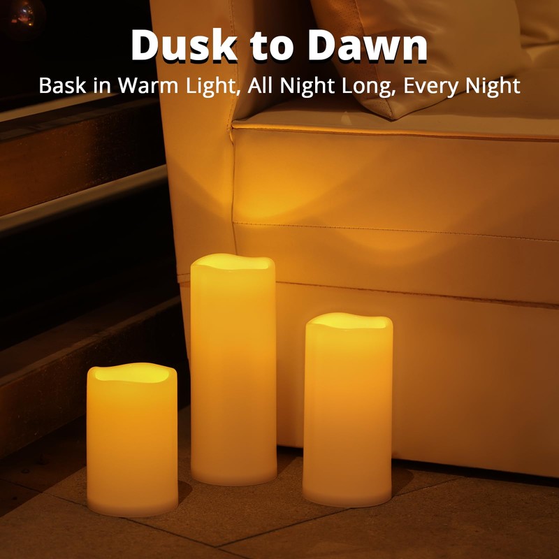 NURADA Large Outdoor Solar Candles Waterproof - 6" x 4"