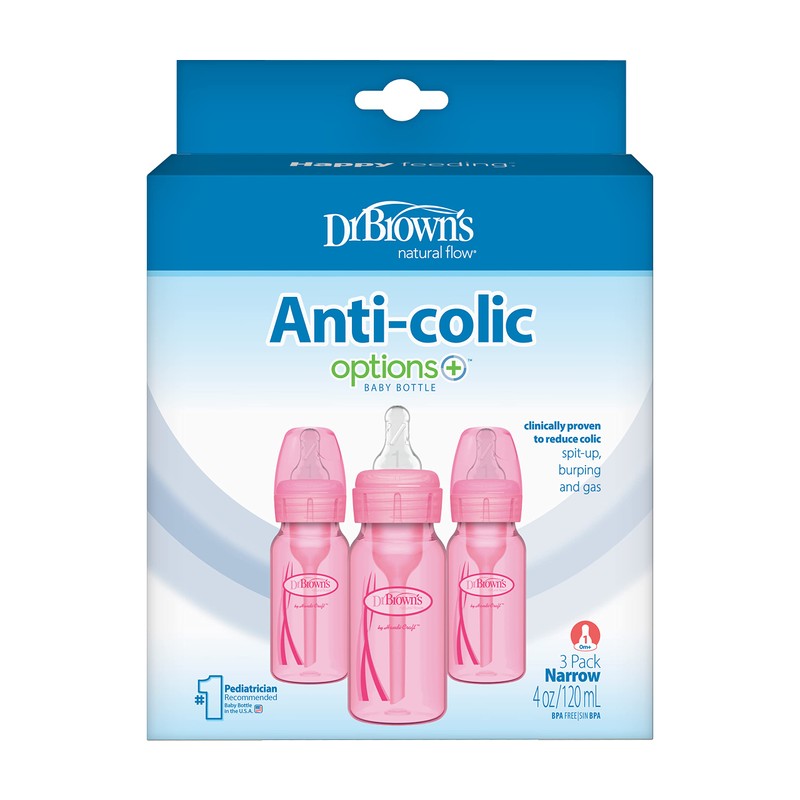 Dr. Brown's Anti-Colic Options+ Baby Bottles, 4 oz/120 mL, with
