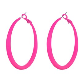 Kercisbeauty Pink Chunky Post Hoop Earrings Neon Colored Y2k Cute Jewelry for Women Open Circle Earrings (Circle