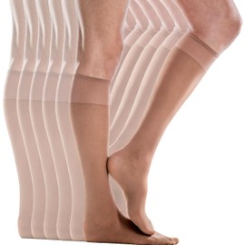Silkies Ultra Knee Hi's with Energizing Support (6 Pair Pack) - One Size/Regular - Suntan