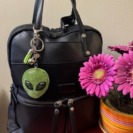 Popfizzy Alien Keychains for Women and Girls, Bedazzled Purse Charm, Bling Backpack Accessories, Bag Charms, Green Alien Gift