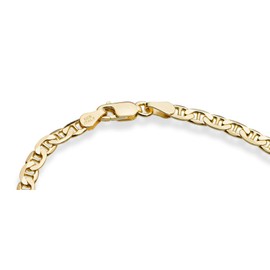 Miabella 18K Gold Over Sterling Silver Italian 3mm, 4mm Solid Diamond-Cut Mariner Link Chain Anklet Ankle Bracelet for Women, Made in Italy (Width 4mm, Length 10 Inches (Medium))