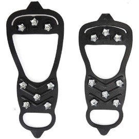Crampons Crampons Anti-Fall Shoes, Anti-Slip, Freeze-Proof, Snow, Mountaineering, Fishing, Rocks, 8 Jaws, Lightweight, Chain Spikes, Spiked Shoes, Soles, Easy to Put on and Take off, Unisex, Large Size (9.8 - 11.8 inches (25 - 30 cm))