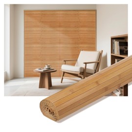 SINNSIDELIN Natural Bamboo Wall Panel 48 x 94.5 Inch,Renewable Pole Wrap Bamboo Wainscoting Paneling for Interior Decoration,Wall Decor, Ceiling Cabinet Furniture(Natural)