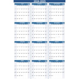Kuraoyan 2024-2025 Wall Calendar 24" x 36" Large Vertical Yearly Wall Hanging Calenda with Julian Date Thick Paper Calendar 12 Month Annual Wall Planner for Wall Office Fridge(Blue)