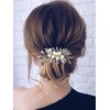 SINLOV Bride Flower Wedding Hair Comb Gold Pearl Rhinestone Bridal