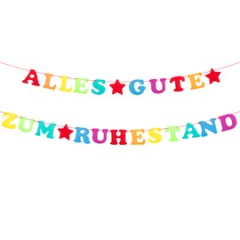 Happy Retirement Garland Colourful Finally Retirement Garland Felt Retirement Decoration Banner with Stars Hanging Decoration for Party Retirement Retirement Farewell Party Pensioner Senior Private