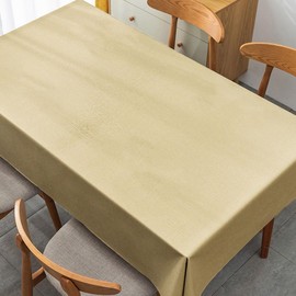 140 * 140cm Plastic Vinyl Table Cloth Wipe Clean PVC Table Cover Rectangular,Square Yellow Wipeable Tablecloth Waterproof Table Protector,Oil Cloth Tablecloth,Washable Tablecloths for Outdoor Picnic