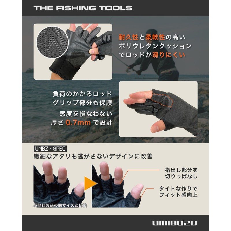 Umibozu Fishing Gloves, Winter, Cold Protection, YKK Waterproof Zipper, Fleece-Lined,