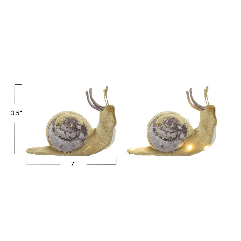 Creative Co-Op Fabric Snail Decor with LED Lights, Purple and