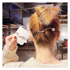 Andelaisi Vintage Rhinestone Hair Clip Silver Crystal Pearl Wedding Hair Barrettes French Crystal Hairpin Barrette Sparkly Cz Hair Pins Hairclip Decorative Bobby Pins Crystal Wedding Headpieces