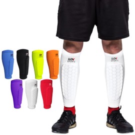 LUONT - Soccer Shin Guards for Men, Women & kids | Protective Football Soccer Pads with Superior Impact Absorption, Breathable, & Lightweight | Football Shin Guards Sleeves (S, White)