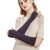 Novawo Scale Design Winter Warm Fingerless Gloves Knitted Long Arm