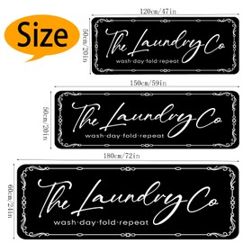 Laundry Room Rug Runner, 20"x59" Non Slip Laundry Rug Kitchen mat Machine Washable Text Design mats Waterproof Mudroom Floor Carpet Runner Stylish Versatile Farmhouse Rugs Decor