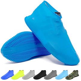 BAYI -Waterproof Shoe Cover Rain Shoe Covers Reusable Silicone Magic Shoe Running Cover Rubber Protector (Medium, Light Blue)