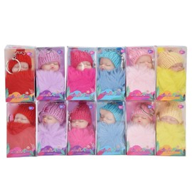 Zerodis Baby Doll Keyring, 11 cm Beautiful Girl Toy Doll Wearing Knitted Hat Key Ring Doll Plain Fashion Doll for Bag