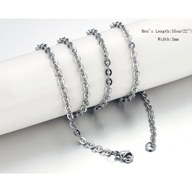 Oidea Men’s Silver Prayer Necklace Black Cross Pendent with 55 cm Silver Chain, Stainless Steel