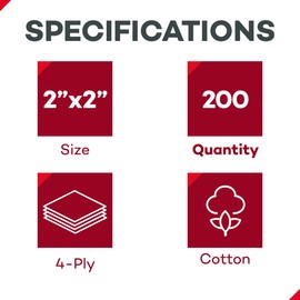 Dealmed Premium Non-Woven Sponges – 2" x 2" 4-Ply Non-Woven Gauze Pads, 25 Pouches, 2 Per Pouch (Pack of 4), Absorbent Gauze Sponges, Wound Care Product for First Aid Kits and Medical Facilities