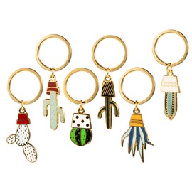 KOTUWA Cute Creative Cactus Shaped Key Chains Key Rings Pendants Gifts for Kids Women Girls Boys (Green 6 Pack)