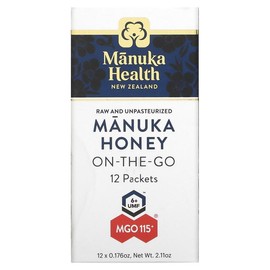 Manuka Health Manuka Honey On-The-Go, UMF 6+, MGO 115+, 12 Packets, 0.176 oz (5 g) Each