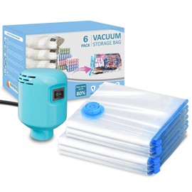 KISSLEAF Vacuum Storage Bags 3 Jumbo 3 Large, Space Saver Bags Compression Zipper 80% More Storage Space with 55W powerful electric Pump,Clear